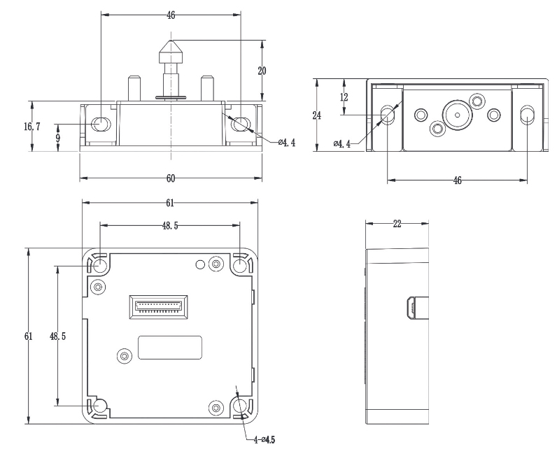 RFID cabinet lock BIO-S61A – dimensions and technical drawing