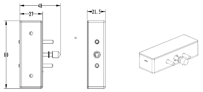 Dessin technique et dimensions d'installation de la gâche à pêne plongeur BIO-S8080A