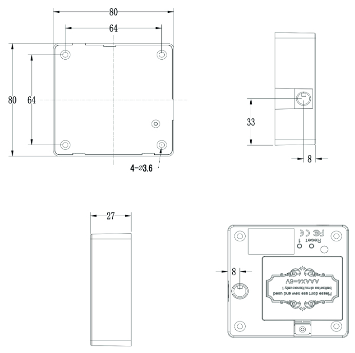 RFID cabinet lock BIO-S8080A – dimensions and technical drawing