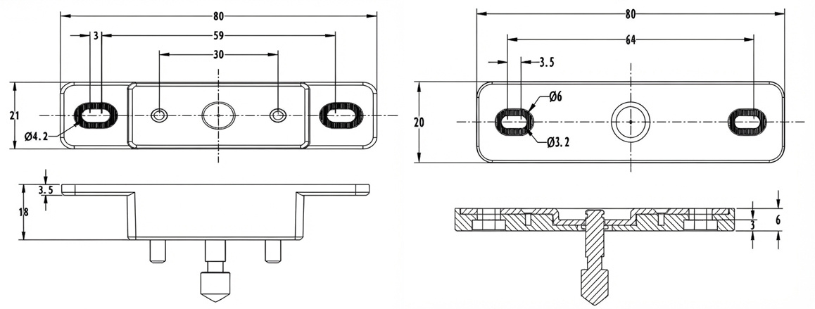 Dessin technique et dimensions d'installation de la gâche BIO-S8080A – partie 2